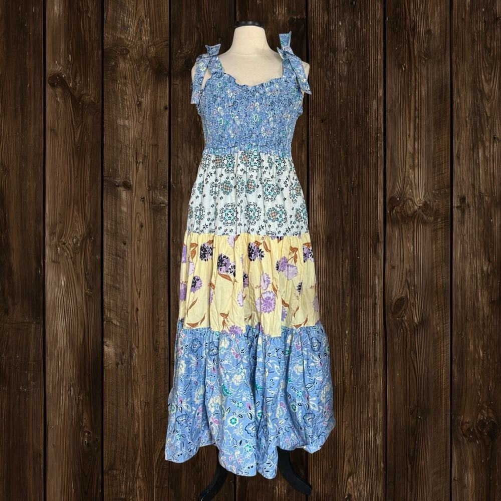 Nanette Lepore Maxi Dress Sz L Women Tiered Smocked Country Core Romantic Boho